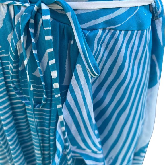 Milly of New York Sleeveless V-Neck Midi Dress Blue & White Size 10 - Picture 7 of 12